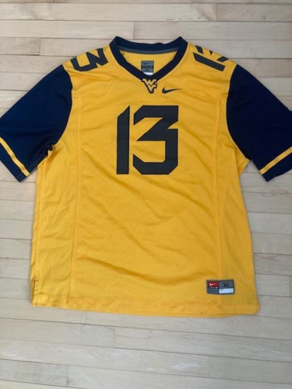 Nike West Virginia Mountaineers Football Jersey #13 Men’s XL Gold NCAA WVU
